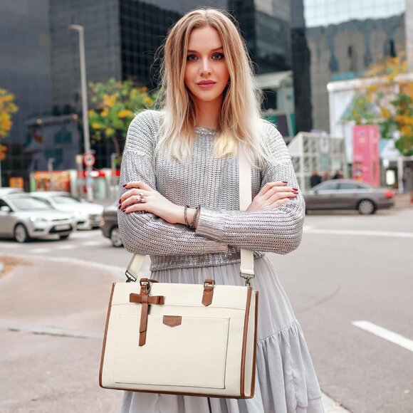 Versatile Canvas Laptop Bag for Women - Fits 15.6" Laptop + Makeup Bag Included - Picture 2 of 6